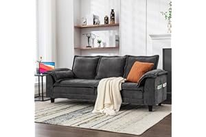 TYBOATLE 85" Sofa, Modern 2/3 Seater Couch with USB Charging Ports, Comfy Tufted Upholstered Couches with Extra Deep Seats, Chenille Sleeper Sofas for Living Room, Apartment, Office (Dark Gray)