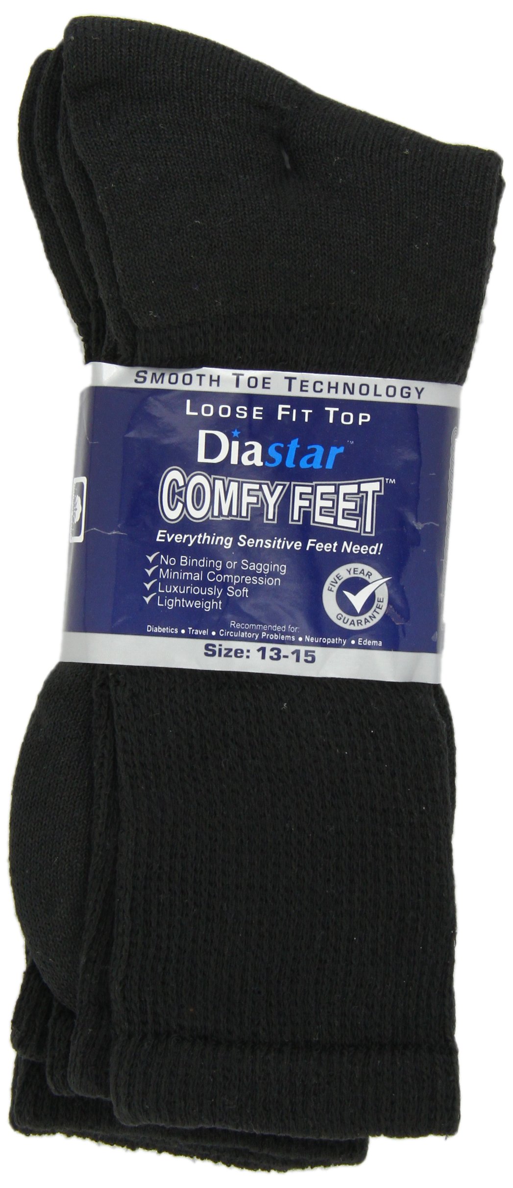 Diastar Comfy Feet Diabetic Socks, Grey, 1315, 3 pack