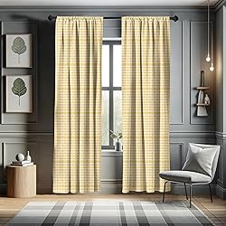 Ambesonne Vintage Window Curtains, Gingham Pattern