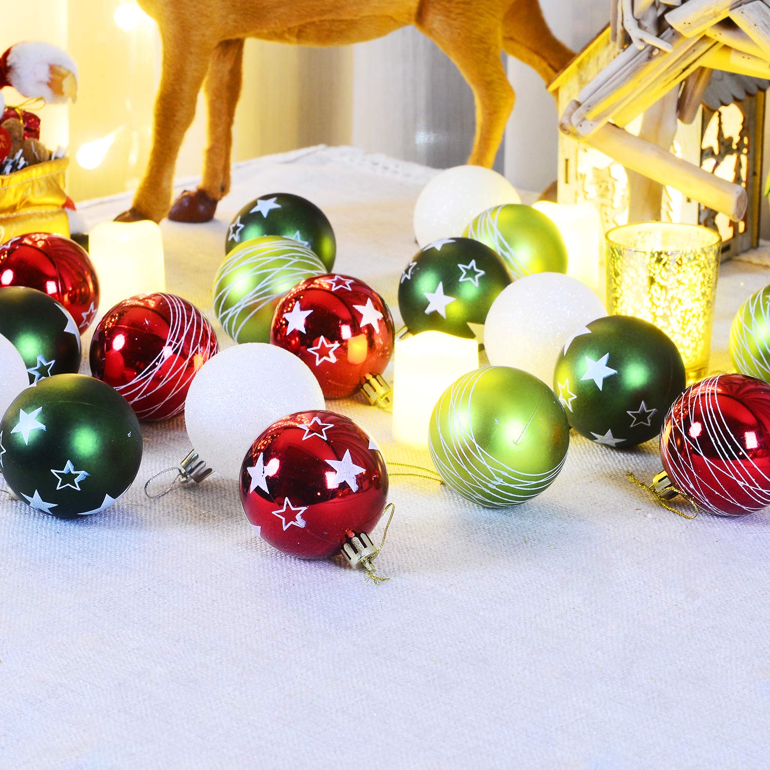 ChristmasExp 30ct 60mm/2.36” Christmas Ball Ornaments Shatterproof Painting & Glitering Christmas Decorations Tree Balls Holiday Xmas Party Decoration Tree Ornaments (Green, 30Pack)