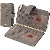 Badiya Credit Card Holder for Women, RFID Wallet Women, Slim Bifold Card Organizer with Multi-Card Case & Zipper Coin Pocket & 3 ID Windows, Travel Credit Card Holder with Metal Hinge