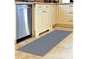 OTTOMANSON Machine Washable Modern Solid Design Non-Slip Rubberback 2x5 Traditional Runner Rug for Hallway, Kitchen, Bedroom, Entryway, 20" x 59", Gray