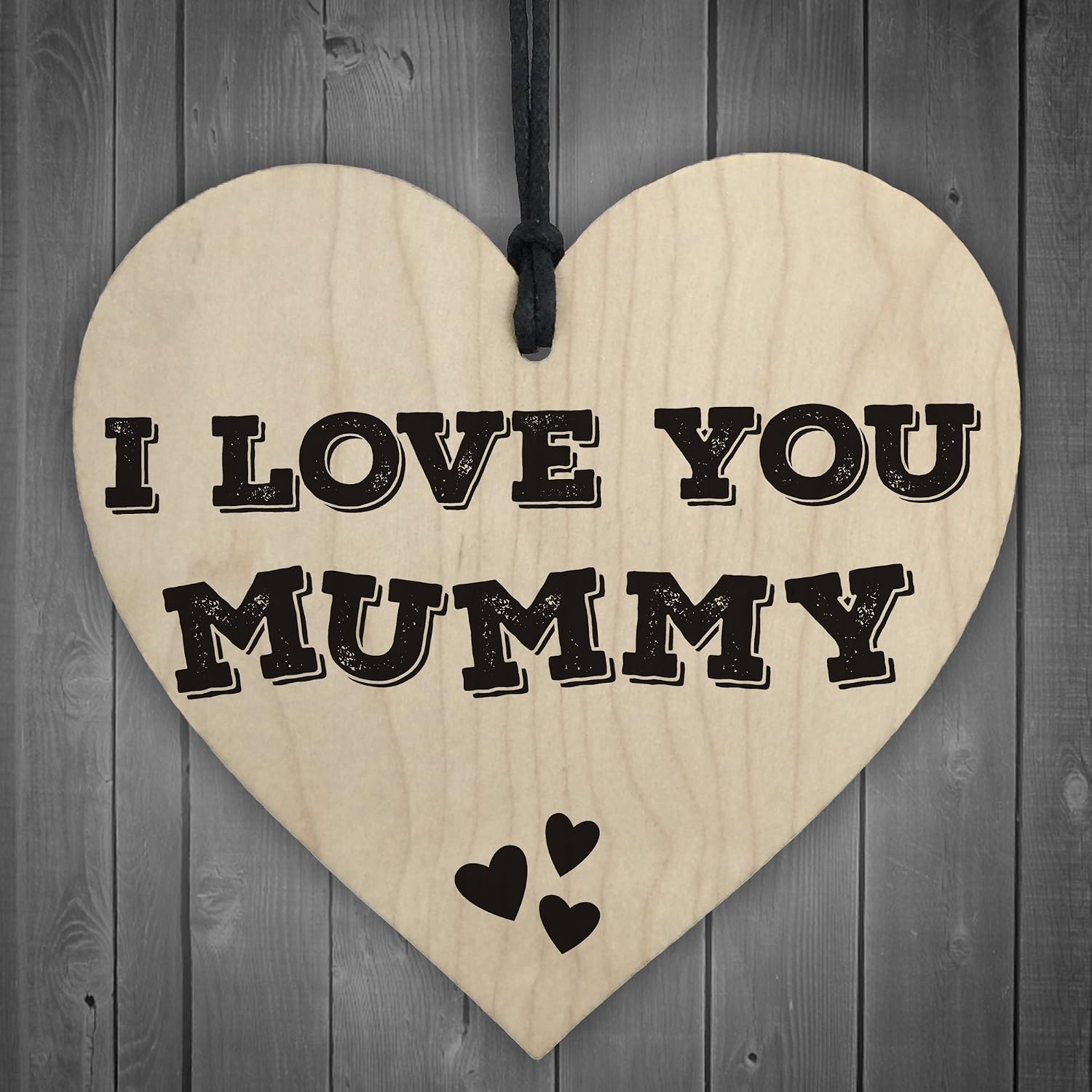 Red Ocean I Love You Mummy Wooden Hanging Heart Mums Love Hearts