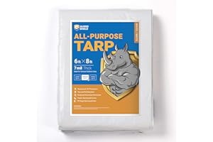 GUARD SHIELD White Tarp 6x8 Feet Medium Duty All Purpose Poly Tarps Cover 7mil