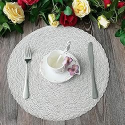 SHACOS Round Braided Placemats 15 inch Set of 6