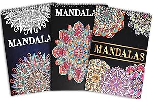 Bondream 3 Pack Mandalas Coloring Books for Adults,Unique Mandala Pattern for Relaxation, Adults Coloring Book Spiral Bound,Relaxing Coloring Books for Women