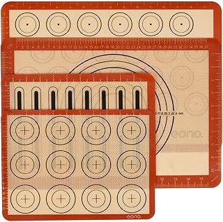 Eono by Amazon 4 Stück Silikon Backmatte Macarons, Antihaft Backunterlage Dauerbackfolie Backpapier, Silikonmatte Backen für Makronen/Kekse/Brot, Pizza Matte, Backzubehör