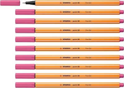STABILO point 88 Fineliner Pack of 10 Heliotrope 0.4mm Metal Tip