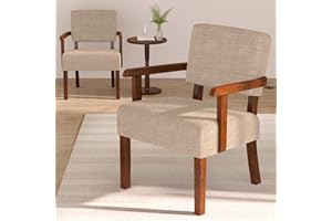 FAGAGA Accent Chair Set of 2 with Table, Living Room Chairs with Soft Seat and Armrests for Living Room Bedroom Reading Room Waiting Room (Beige) (AC01)