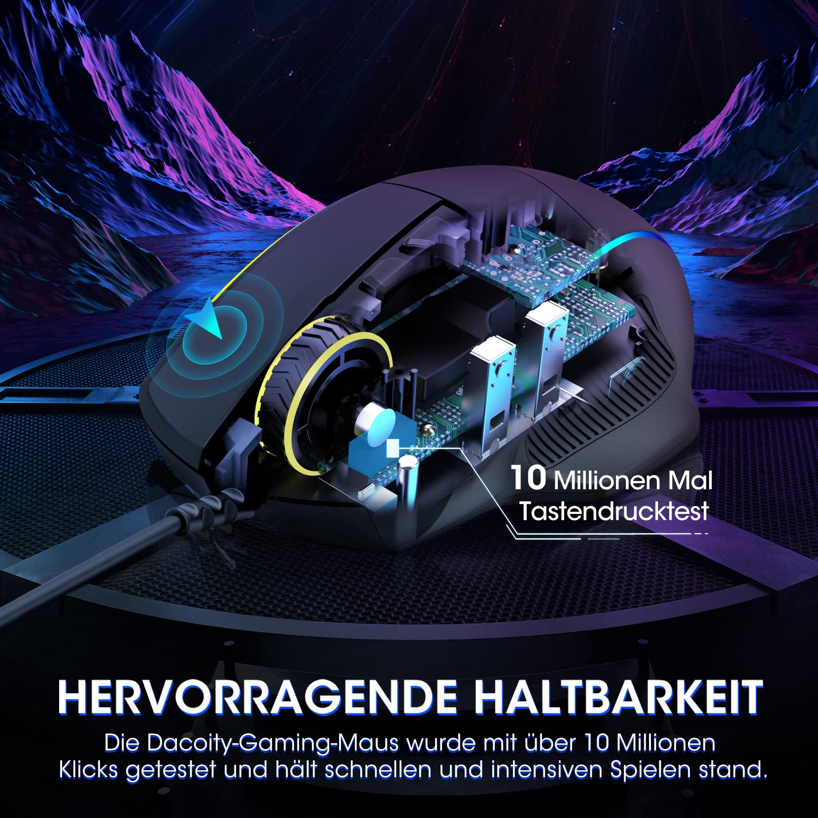 Dacoity Gaming Maus, Gaming Mouse mit 8 Programmierbare Tasten und Einstellbar 8000 DPI, RGB Beleuchtung PC Maus mit Kabel,USB-Wired Mouse mit Feuertaste ergonomisches für MMO,FPS,MOBA,Windows,PC,Mac 5