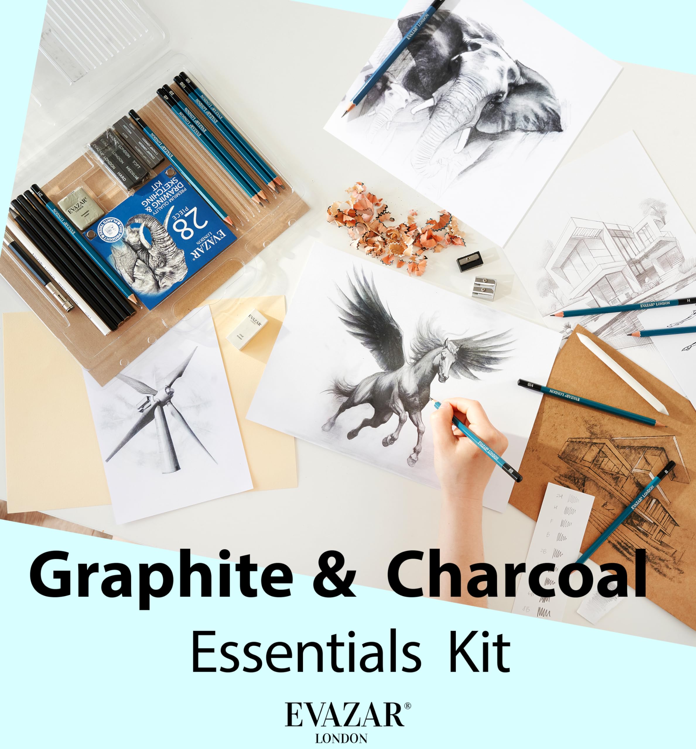 EVAZAR London Sketching and Drawing art supplies, artists set of