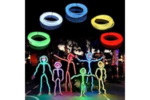 melndiea EL Wire 5 Pack-9.8ft Portable Neon Rope Lights Strip-Wearable Battery Pack Body Lights-360°Illumination-Super Bright-Cuttable-DIY Halloween Christmas Party Bar Cosplay Costume