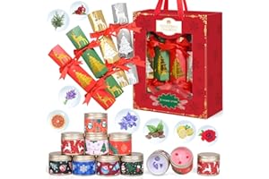 MOVINPE 8 Pack Christmas No Snap Party Table Favors, 10” Christmas Table Decorations with Scented Candles, Paper Crown, Joke 