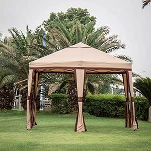 kinbor - Toldo Hexagonal para Exteriores con Paredes Laterales