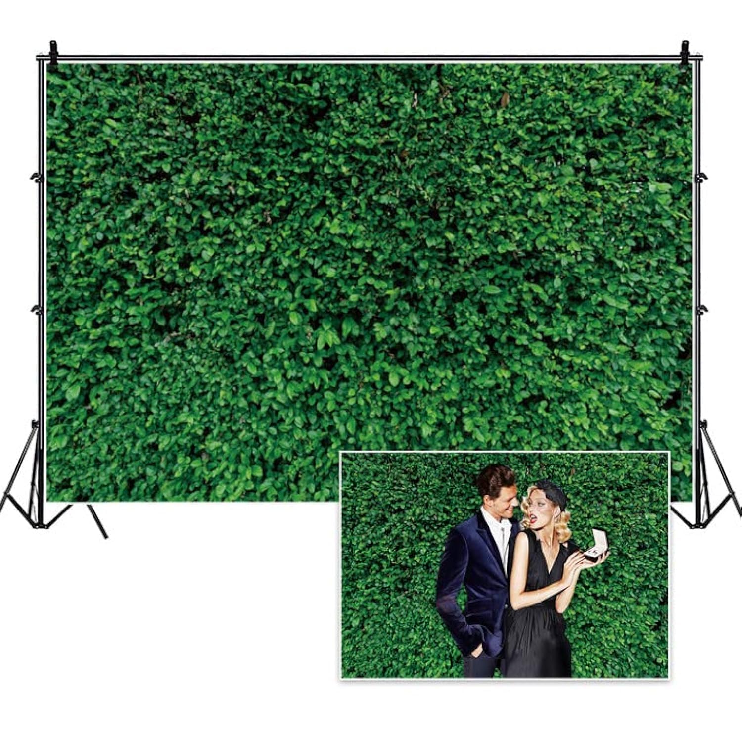 Renaiss 10x8ft Photo Backdrop Grass Wall Backdrop Green Leaves Photography Background Wedding Birthday Party Decoration Baby Shower Newborn Cake Table Banner Vinyl Photo Studio Props