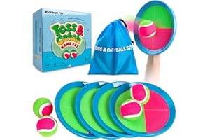 EVERICH TOY Upgraded Toss and Catch Ball Game Set, Kids Toy Stocking Stuffers for Boys Girls Ages 3-12, Includes 4 Paddles 4 Sticky Balls, Water-Resistant Indoor Outdoor Toy for Beach Pool Yard