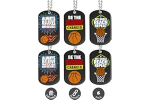 Inkstone (6-pack) Basketball Motivational Dog Tag Necklaces - Basketball Gifts in Bulk for Basketball Team Accessories - Basketball Party Favors Sports Prizes Awards For Team And Fans