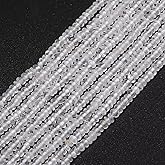 HAAMIIQII 2x4mm Natural Clear Quartz Crystal Rondelle Beads, 150pcs Abacus Disk Stone Loose Gemstone Spacer Beads for Jewelry Making Crafts Beading Strand 15 Inch