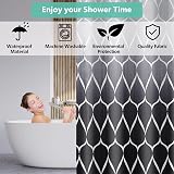 GERUIKE Extra Wide Weighted Shower Curtain 240 x 200 cm Grey Wave view 2