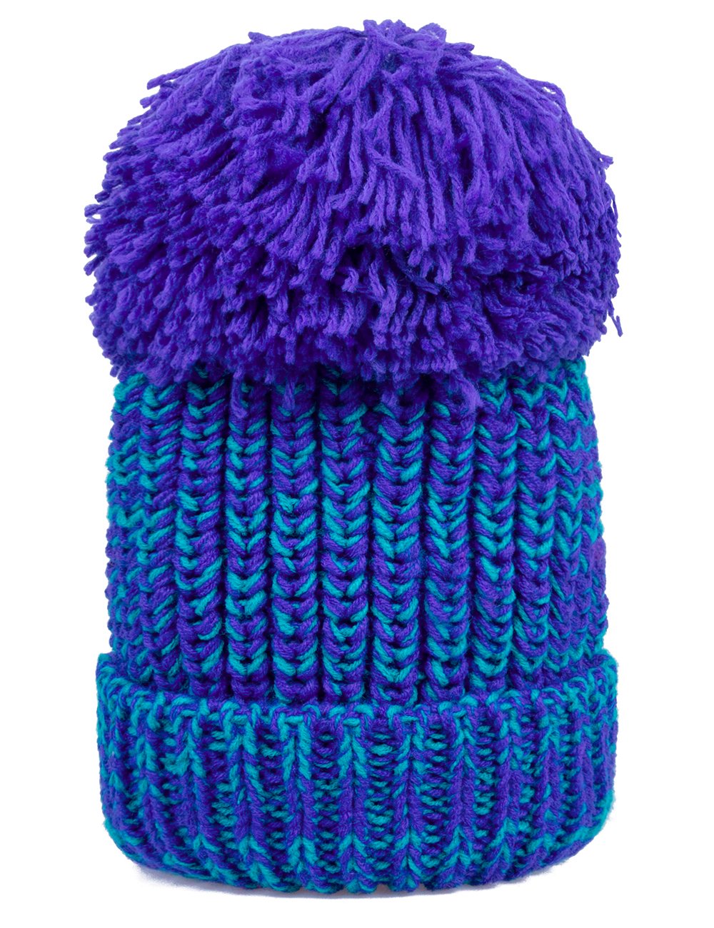 EVRFELAN Winter Women Slouchy Large Pompom Beanie Thick Warm Cable Knit Crochet Hat Fashion Stretchy Chunky Warm Ski Skull Cap Snowboard Braid Girls Solid Soft(Blue)