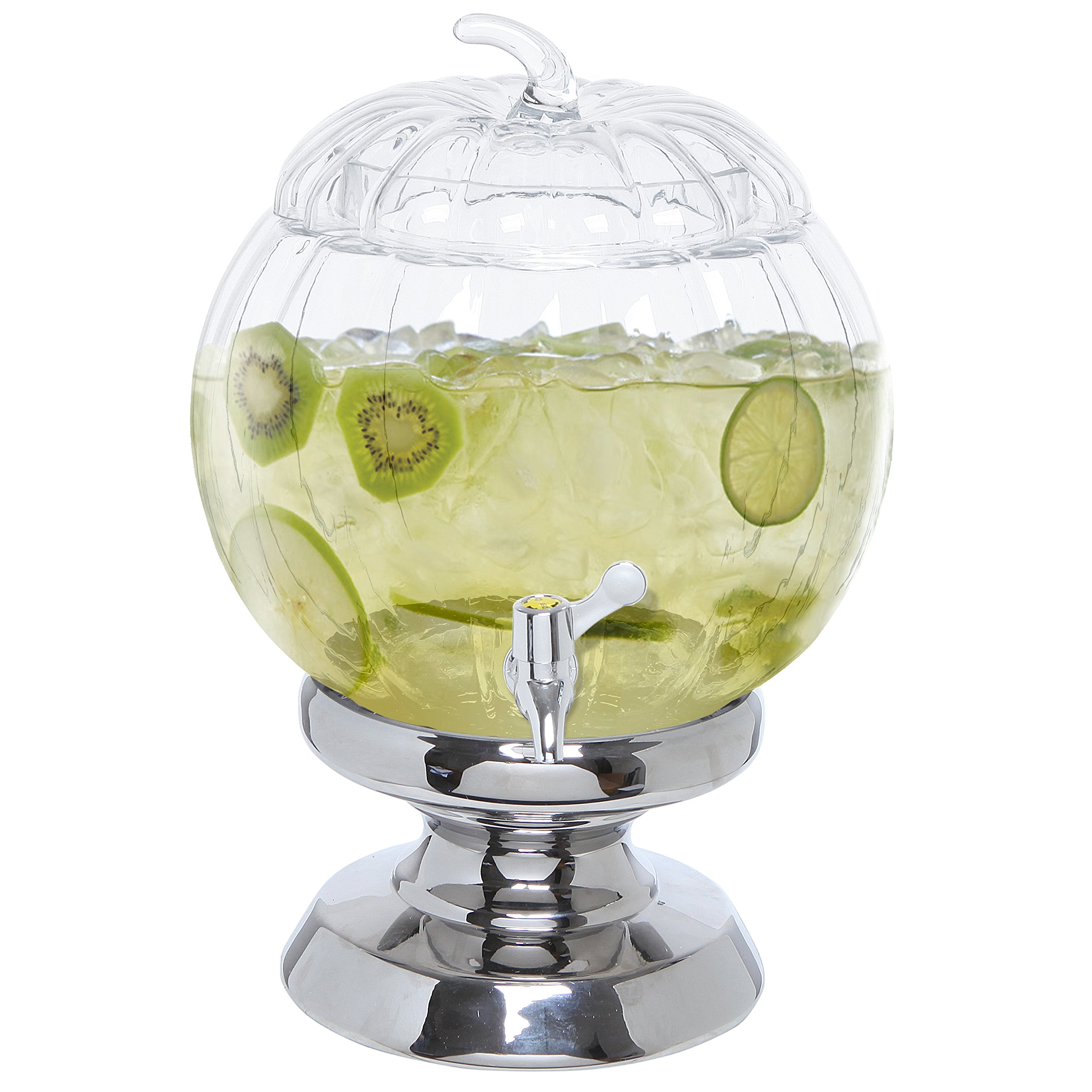 2.5 Gallon Glass Pumpkin Beverage Dispenser/Drink Server w/Metal Spigot