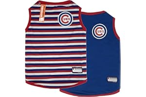 Pets First MLB Chicago Cubs Reversible T-Shirt,Small for Dogs & Cats. A Pet Shirt with The Team Logo That Comes with 2 Designs; Stripe Tee Shirt on one Side,Team Color,CUB-4158-SM