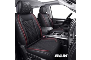 YIERTAI Dodge Ram Trucks Seat Covers Compatible with 2009-2025 1500 2010-2024 2500 3500 Crew Double Mega Quad Cab Tradesman Classic Laramie Bighorn Longhorn Full Set Black Red