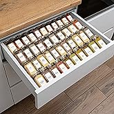 Clear Acrylic Spice Drawer Organizer, 4 Tier- 2 Set Expandable From 33 cm to 66 cm Seasoning Jars Drawers Insert, Kitchen Spi