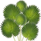 Tigeen PU Foam Artificial Palm Leaves with Stem 3 Sizes DIY Green Faux Tropical Leaves Party Decor Tropical Jungle Safari Birthday Decorations for Hawaiian Luau Party Beach (2 Pcs)