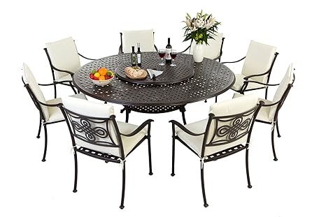 Round 8 Seater Metal Patio Furniture Set Rust Proof Cape