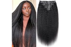 Mihugass Seamless Clip In Hair Extensions Real Human Hair Invisible PU Skin Weft Kinky Straight Clip Ins Human Hair Extensions 8pcs with 18Clips Per Set 120g(18inch,Natural Black)