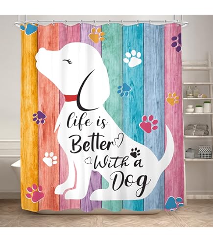 Cortina De Ducha Dibujo Animado Perro, Cortina De Baño Con