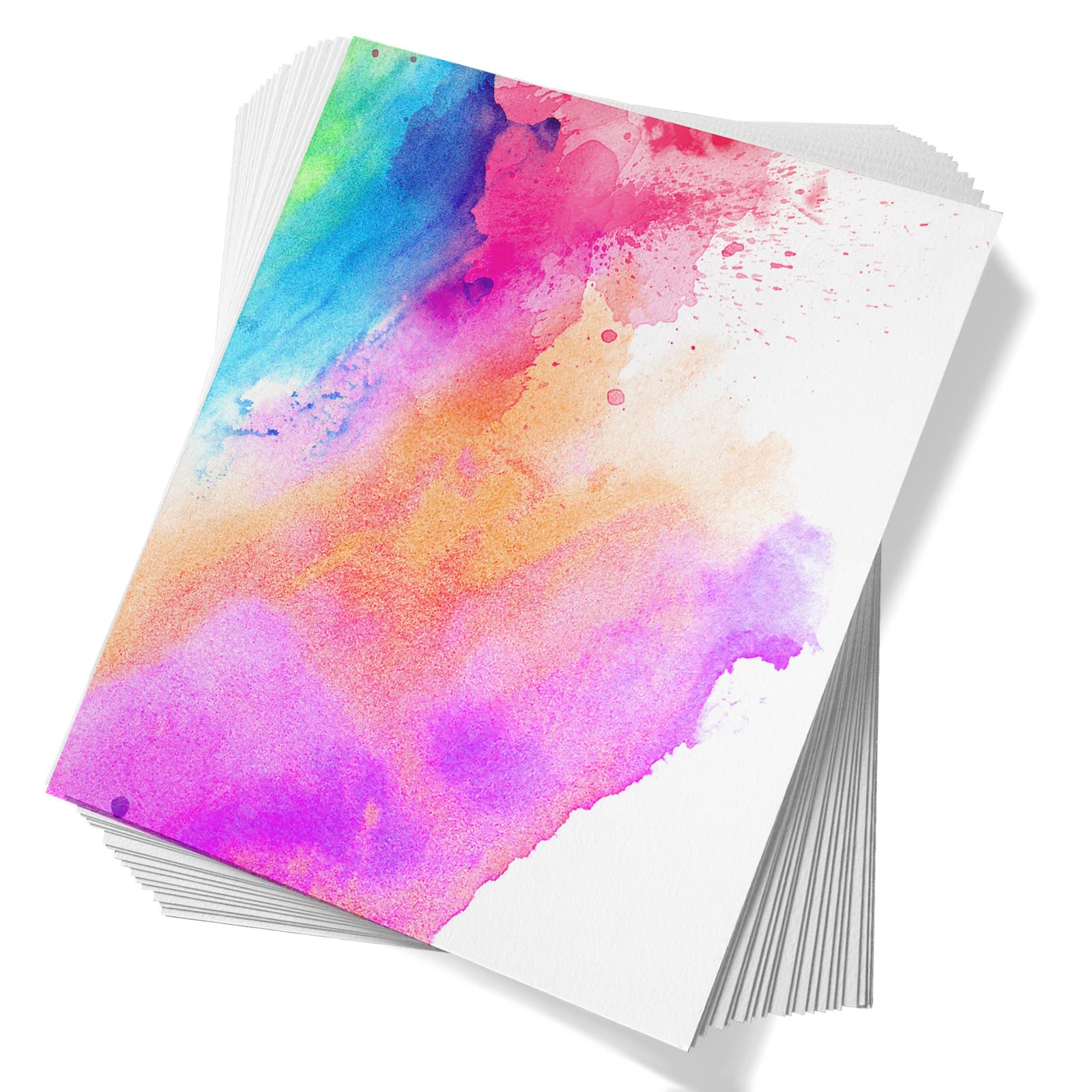 Paul Ruben 60 Sheets Watercolour Paper,50% Cotton&140lb /300gsm Acid-Free Loose White Hot Press for Students & Adults（10.63 * 7.68 inch）