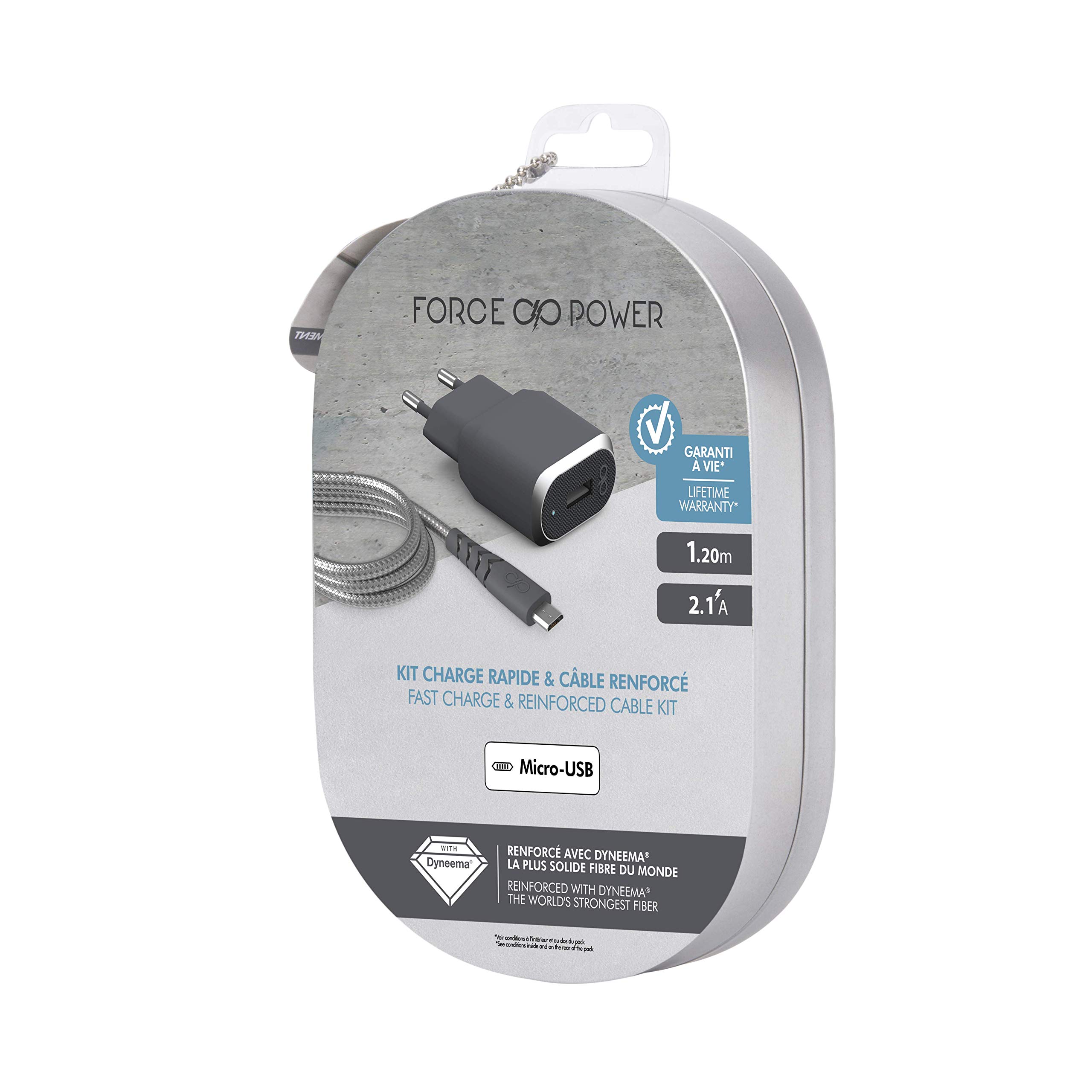 Bigben Connected USB Fast Charging Charger for Mobile Devices, Interior Grey Silver - Chargers for Mobile Devices (Interior, AC, 2.4 A, 1.2 m)