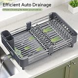 KINGRACK Extendable Dish Drainer Rack Stainless Steel Gray Kitchen view 5