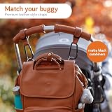 Baby Uma Leather-Style Buggy Clips 2 Pack Universal Pram Clips Camel view 2