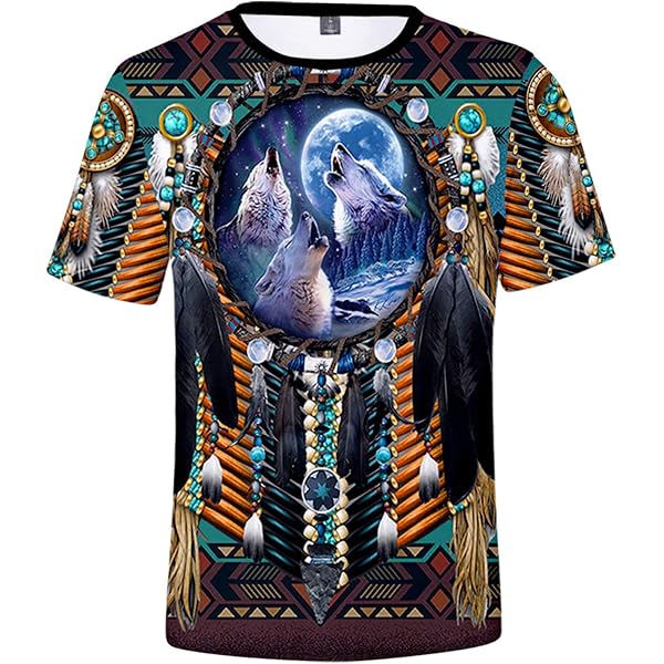 Native American Print Short Sleeve Shirt - Unisex Tribal Design T-Shirt For Men & Women 2 thumbnail image