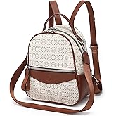 VANSARTO Mini Backpack Purse for Women Multi Pocket Small Backpacks Ladies Convertible Shoulder Handbags Designer Travel Backpack with Wide Strap, Beige/Brown