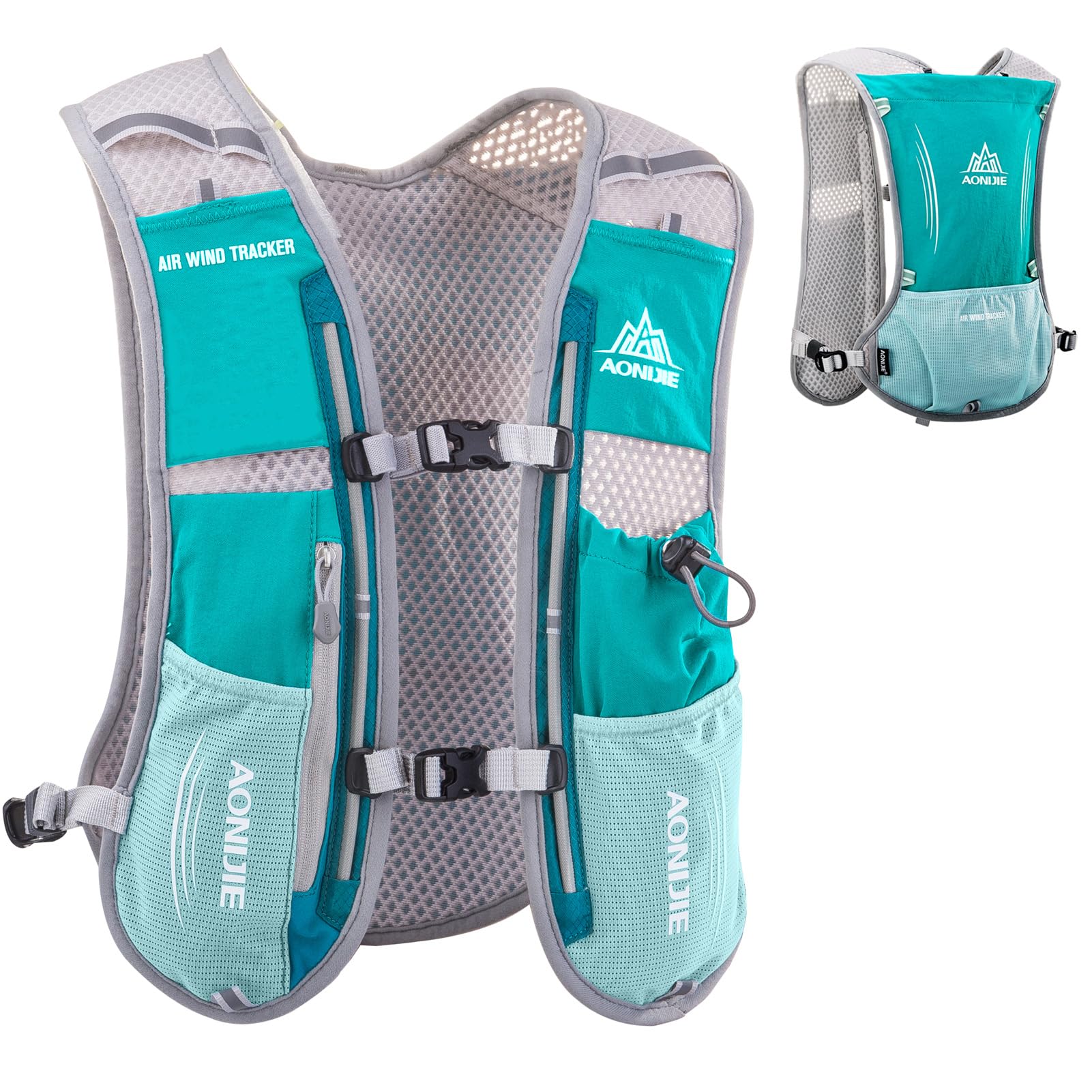 5 L Running Vest Backpack, Lightweight Hydration Vest Backpack for Women & Men Outdoor Sports, Marathon, Trail Race, Cycling, Hiking, Climbing (Mint Blue Backpack Only)