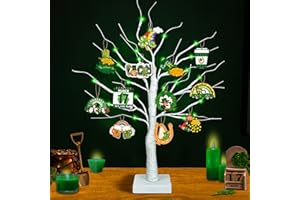 BIAWOY St Patricks Day Decorations, 24IN St Patricks Day Lights with 12 Wooden Signs, USB/Battery Operated Tree Light for Saint Patricks Day Decorations Table Decor St. Patrick’s Day Decorations for the Home