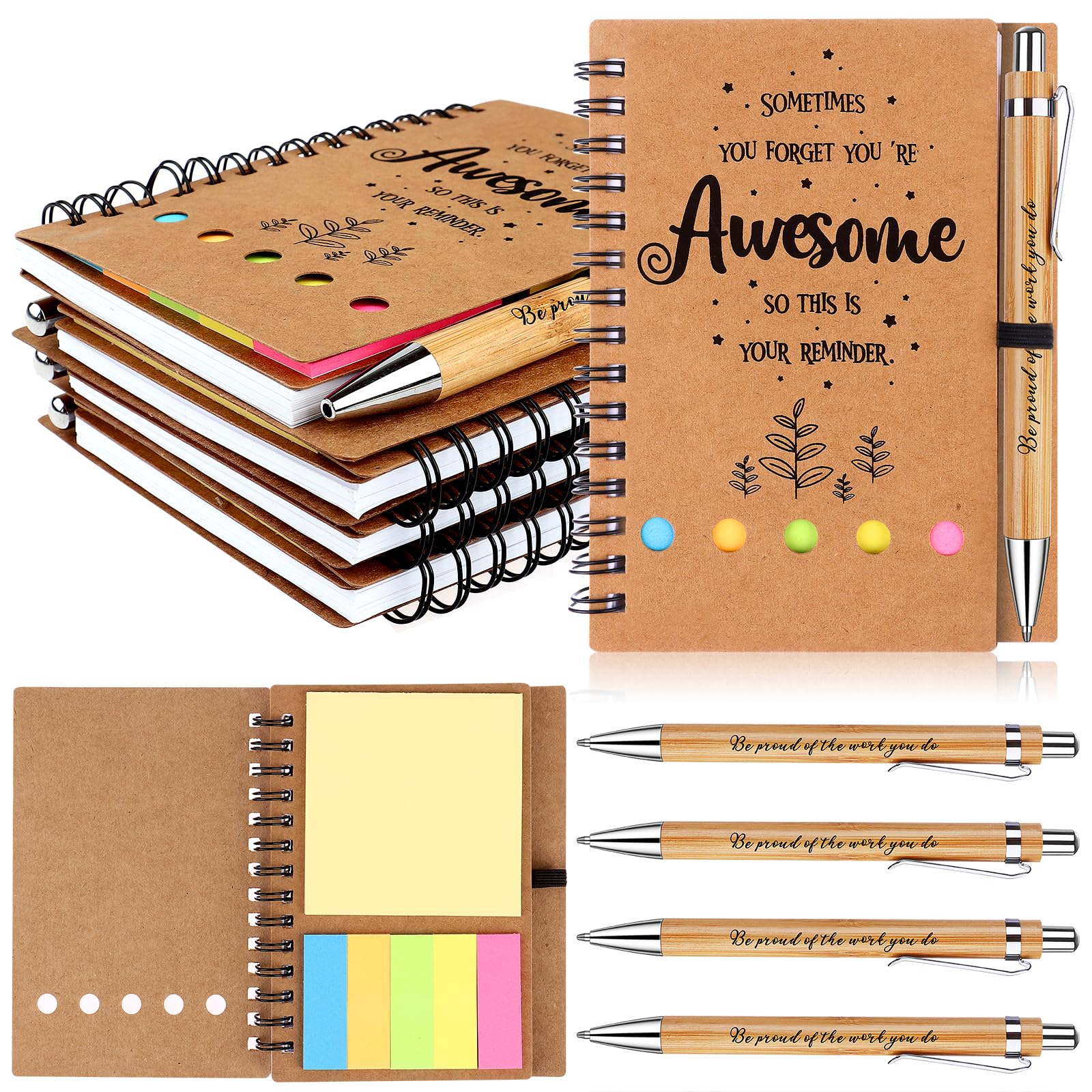 8 Pcs Thank You Gift Employee Appreciation Gifts Bulk Include 4 Inspirational Notebooks 4 Motivational Quotes Pens Thank You Teacher Gifts Leaving Gifts for Colleagues Coworkers Team Staff Women Man