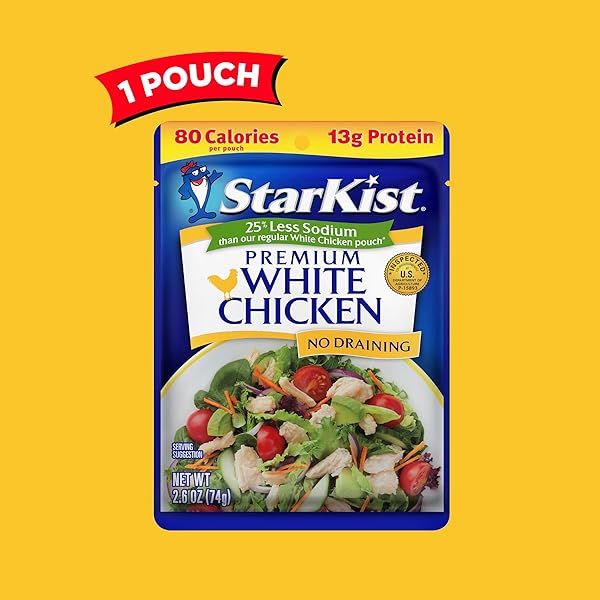 STARKIST LESS SODIUM PREMIUM WHITE CHICKEN – 2.6 OZ POUCH (PACK OF 1)