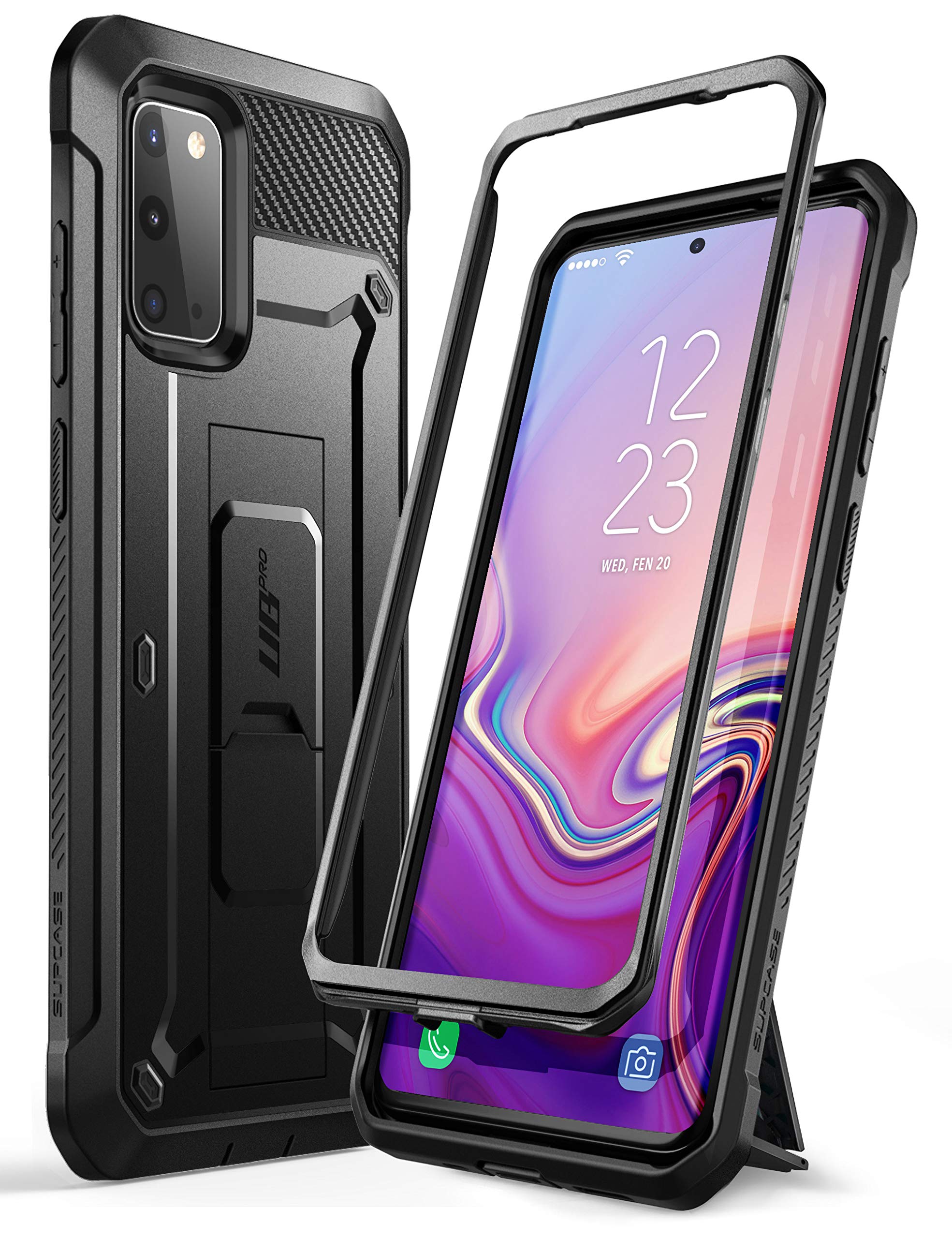 SUPCASE for Samsung Galaxy S20 Case with Stand (Unicorn Beetle Pro), [Built-in Belt Clip] Heavy Duty Rugged Kickstand Protective Phone Case Without Screen Protector for Samsung S20 5G, Black