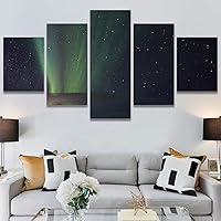 SIGNWIN 5 Panel Canvas Wall Art Astronomy & Space Contemporary Cosmic Dramatic Green Group Photography Realism Ultra for Home Decorations Ready to Hang - 60