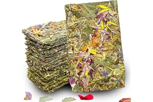 Hamiledyi Rabbit Chew Toys 15 Pieces Natural Timothy Hay Chips Chew Treats with Herbal Floral Scent for Rabbit Guinea Pig Hamster Chinchilla