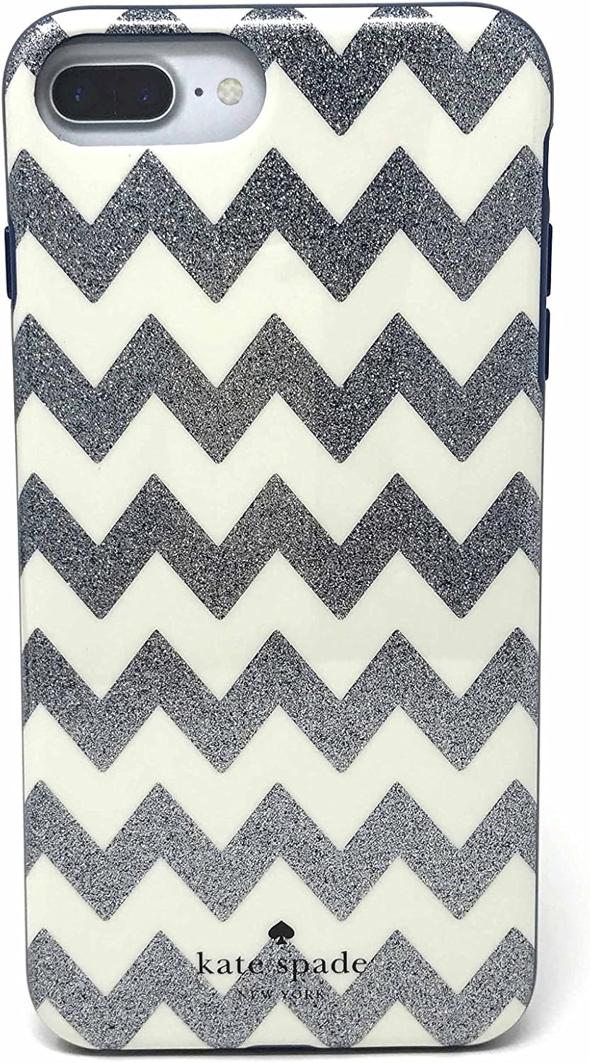 Amazon Com Kate Spade New York Protective Case For Iphone 7 Plus And 6 Plus Chevron Glitter Silver Navy