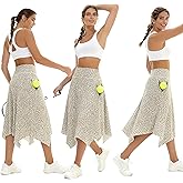 COPYTREE Knee Length Skorts Skirts for Women with Pockets High Waisted Athletic Skorts Womens Modest Midi Skirts Plus Size Light Leopard, 3XL