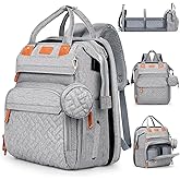 Baby Diaper Bag, Backpack with Changing Table, Unisex Baby Bag, with Diaper Pad, USB Charging Port, Insulated Pacifier Case, Multifunctional Waterproof Travel Diaper Bag, Gift for Newborn Baby (Grey)