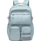 Lohol Water Resistant Backpack with Multifunctional Pockets for Teens, Durable Bookbag fits 15.6 inch Laptop for School Travel College, 25L (Blue)