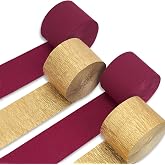 PartyWoo Burgundy Crepe Paper Streamers 4pcs 328 FT Gold Streamers | Wedding Birthday Baby Shower Graduation Bridal Shower Anniversary Engagement Retirement Bachelorette Party Decorations